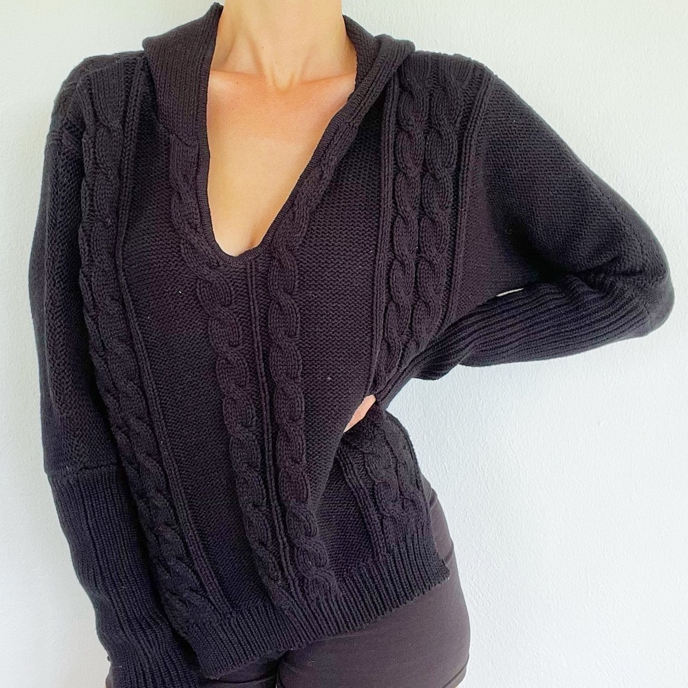 Faithful the Brand black Athens knit Beach Edit hoodie sweater size 6